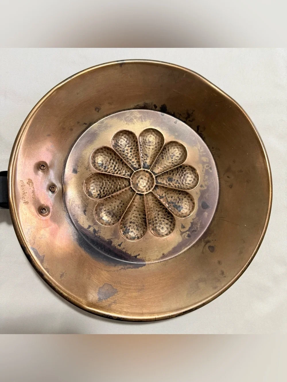 Vintage Copper Hearth Chestnut Roasting Pan 25” long Ring Loop For Hanging